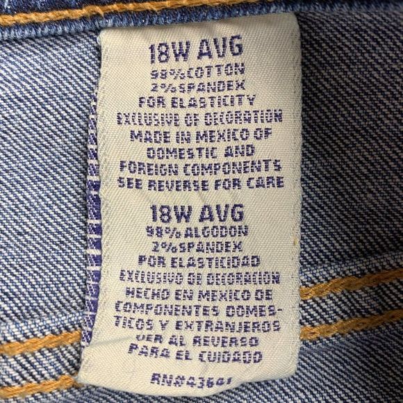 Womens Faded Glory Jeans Straight Relaxed Size 18W Heavy Duty Denim 3082 - Picture 7 of 7